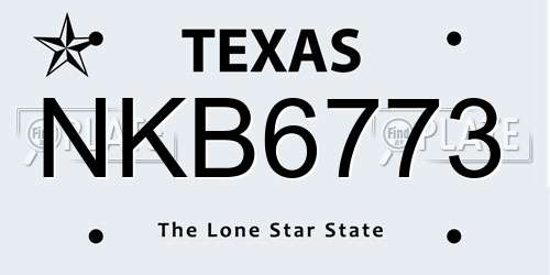 NKB6773 Texas License Plate