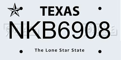 NKB6908 Texas License Plate