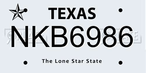 NKB6986 Texas License Plate