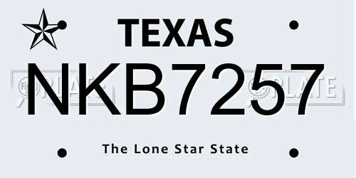 NKB7257 Texas License Plate