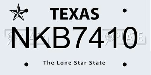NKB7410 Texas License Plate