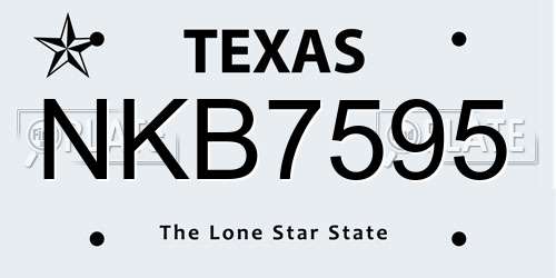 NKB7595 Texas License Plate