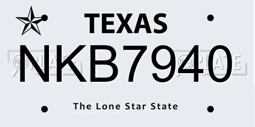 NKB7940 Texas License Plate