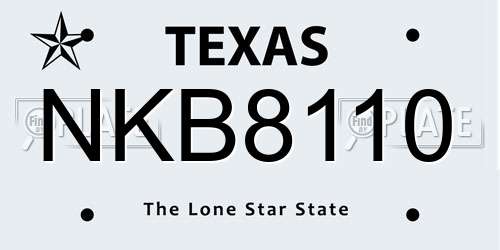 NKB8110 Texas License Plate
