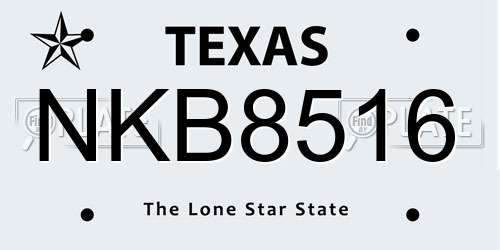 NKB8516 Texas License Plate