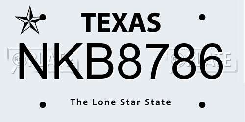 NKB8786 Texas License Plate