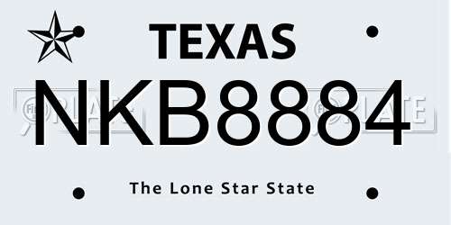 NKB8884 Texas License Plate