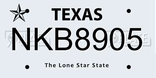 NKB8905 Texas License Plate