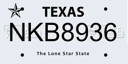 NKB8936 Texas License Plate