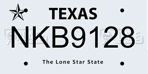 NKB9128 Texas License Plate