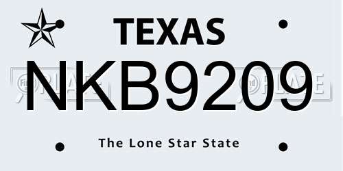 NKB9209 Texas License Plate