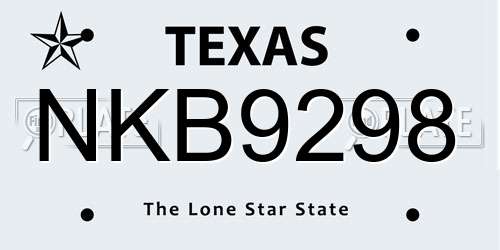 NKB9298 Texas License Plate
