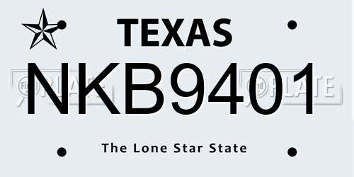 NKB9401 Texas License Plate