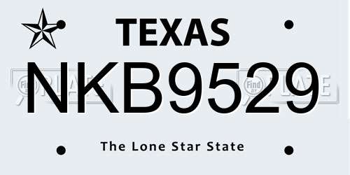 NKB9529 Texas License Plate
