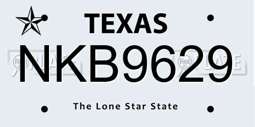 NKB9629 Texas License Plate