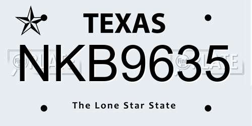 NKB9635 Texas License Plate