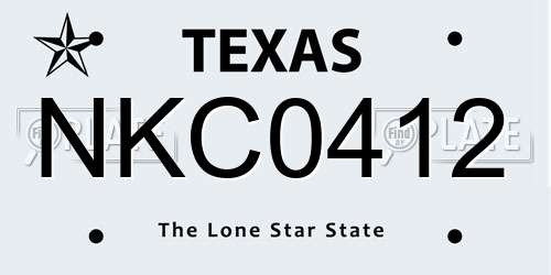 NKC0412 Texas License Plate
