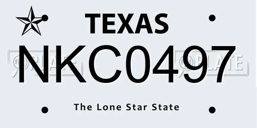 NKC0497 Texas License Plate