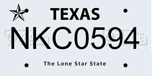 NKC0594 Texas License Plate