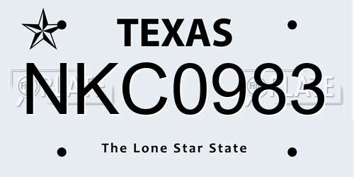 NKC0983 Texas License Plate
