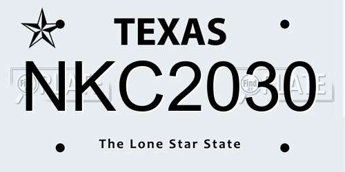 NKC2030 Texas License Plate
