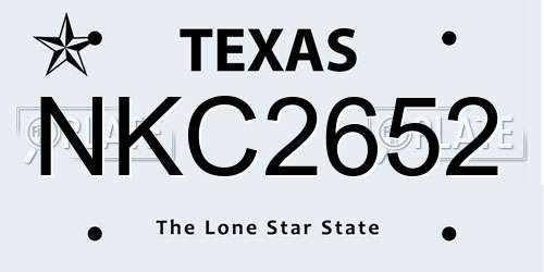 NKC2652 Texas License Plate