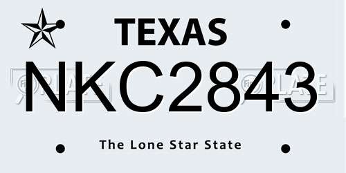 NKC2843 Texas License Plate
