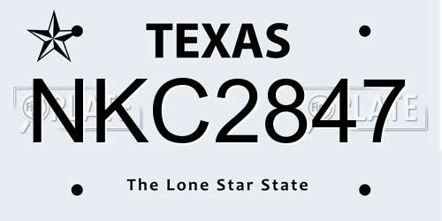 NKC2847 Texas License Plate