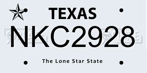 NKC2928 Texas License Plate