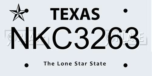 NKC3263 Texas License Plate