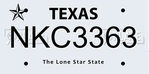 NKC3363 Texas License Plate