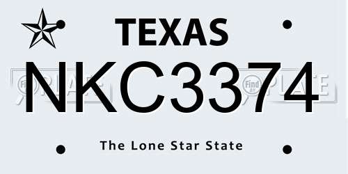 NKC3374 Texas License Plate