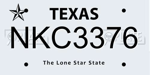 NKC3376 Texas License Plate
