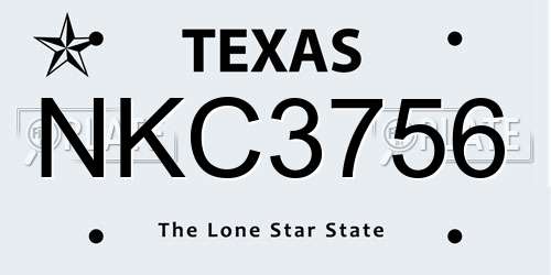 NKC3756 Texas License Plate