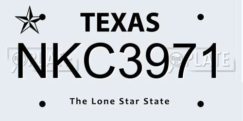 NKC3971 Texas License Plate