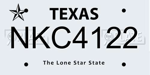 NKC4122 Texas License Plate