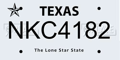 NKC4182 Texas License Plate