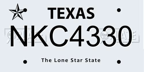NKC4330 Texas License Plate
