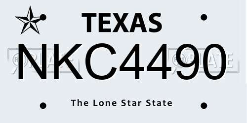 NKC4490 Texas License Plate