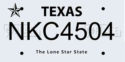 NKC4504 Texas License Plate