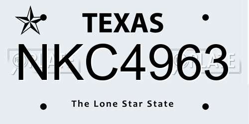 NKC4963 Texas License Plate