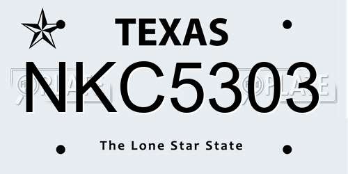 NKC5303 Texas License Plate