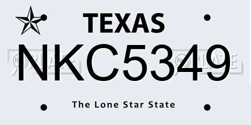 NKC5349 Texas License Plate