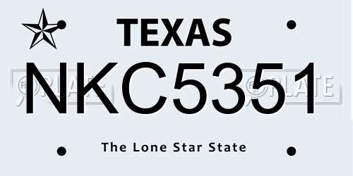 NKC5351 Texas License Plate