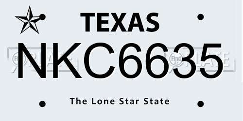 NKC6635 Texas License Plate