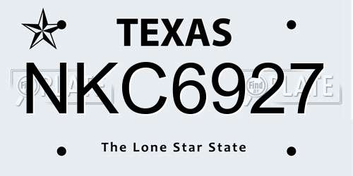NKC6927 Texas License Plate