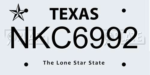NKC6992 Texas License Plate