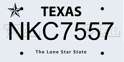 NKC7557 Texas License Plate
