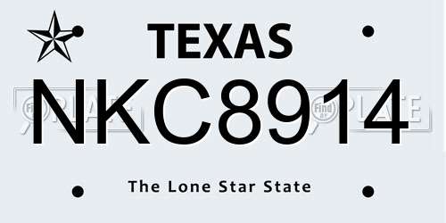 NKC8914 Texas License Plate
