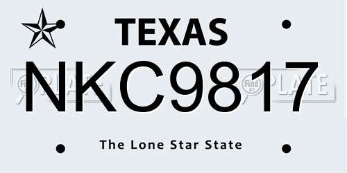 NKC9817 Texas License Plate